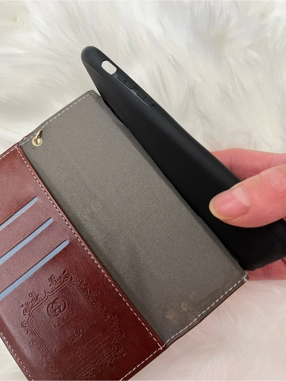Gucci Patterned Wallet Phone Case with Decorative Accent